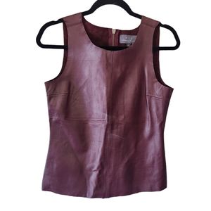 PJK Patterson J. Kincaid burgundy lamb leather zip up top size xs